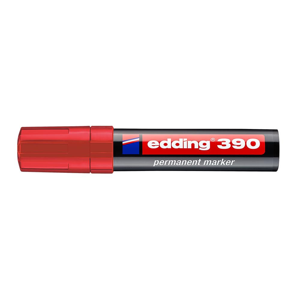 Marker permanent Edding 390, corp plastic, varf retezat 4-12 mm, rosu