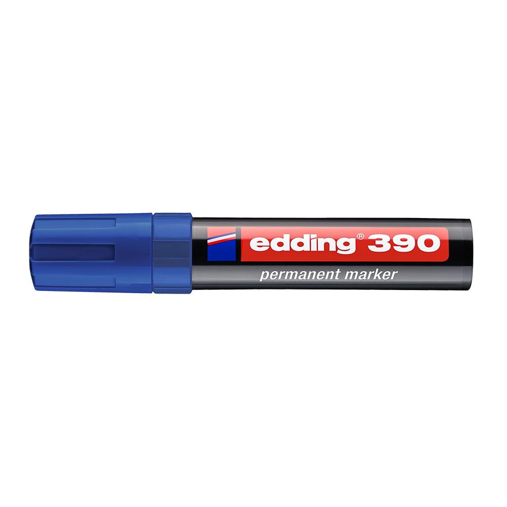 Marker permanent Edding 390, corp plastic, varf retezat 4-12 mm, albastru