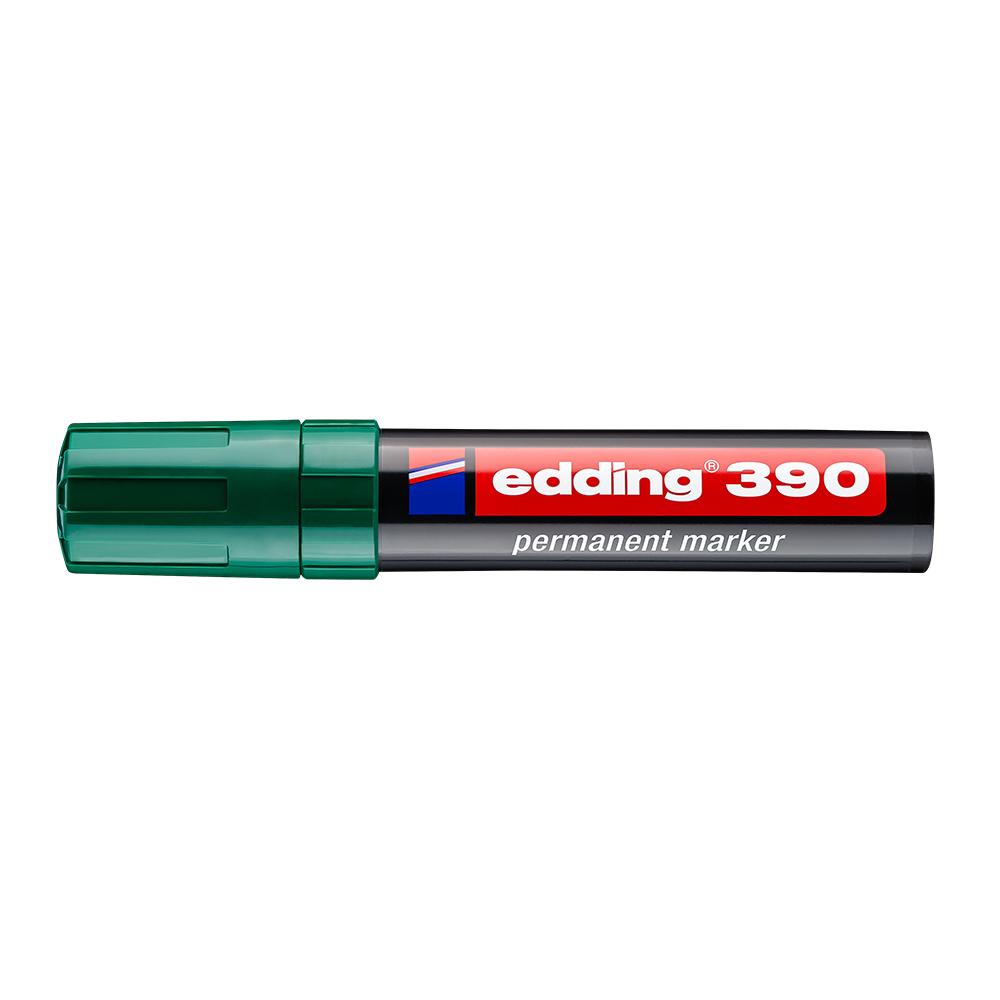 Marker permanent Edding 390, corp plastic, varf retezat 4-12 mm, verde