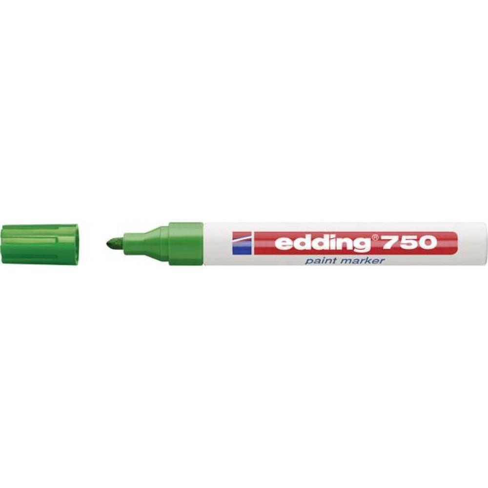 Marker permanent Edding 750, cu vopsea, corp metalic, varf rotund, 2-2-4 mm, verde