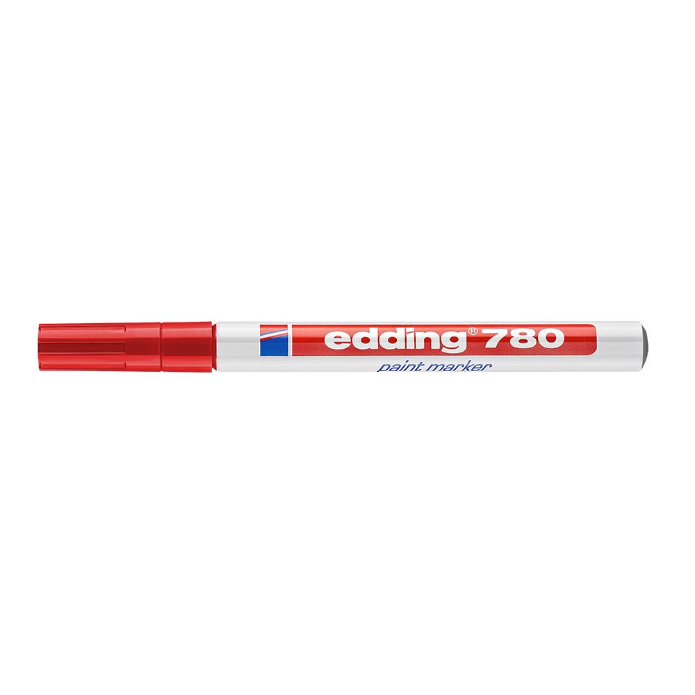 Marker cu vopsea Edding 780, corp metalic, varf 0.8 mm, rosu