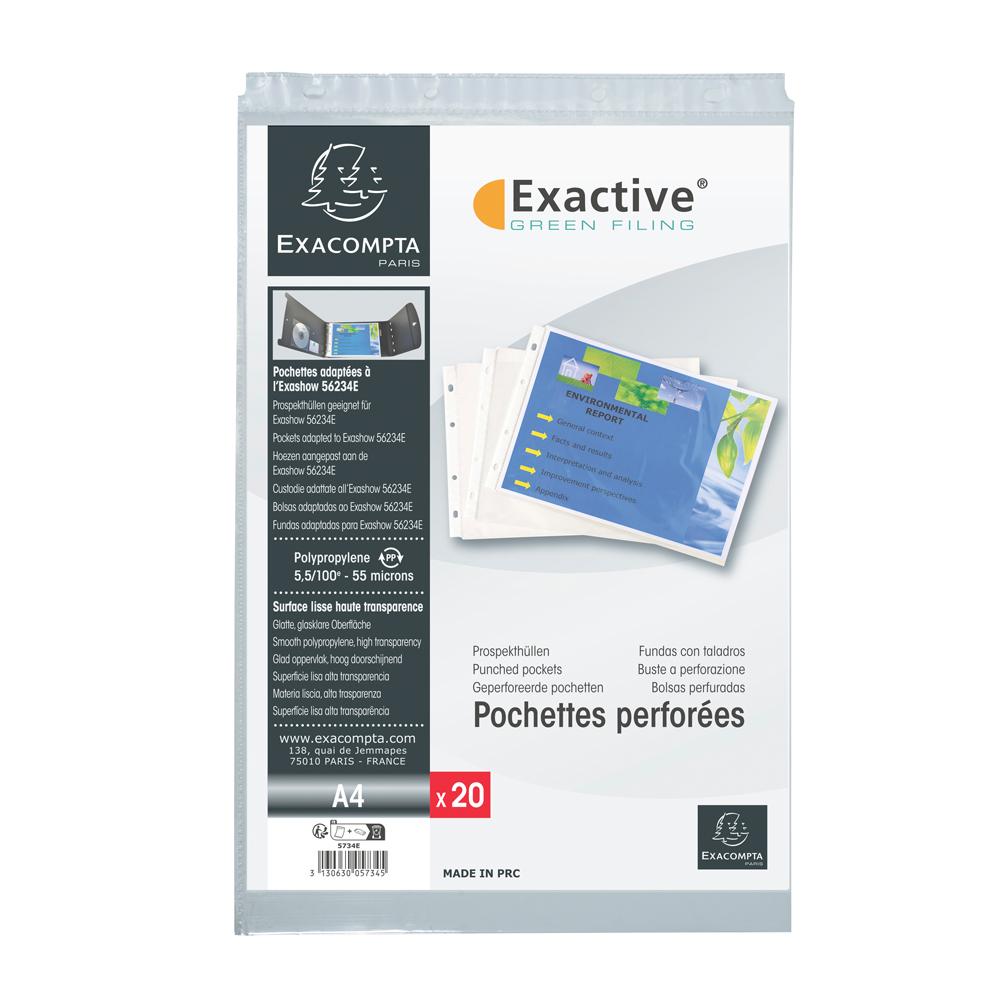File protectie Exacompta Exactive, PP, cristal, landscape A4, 20 bucati/set