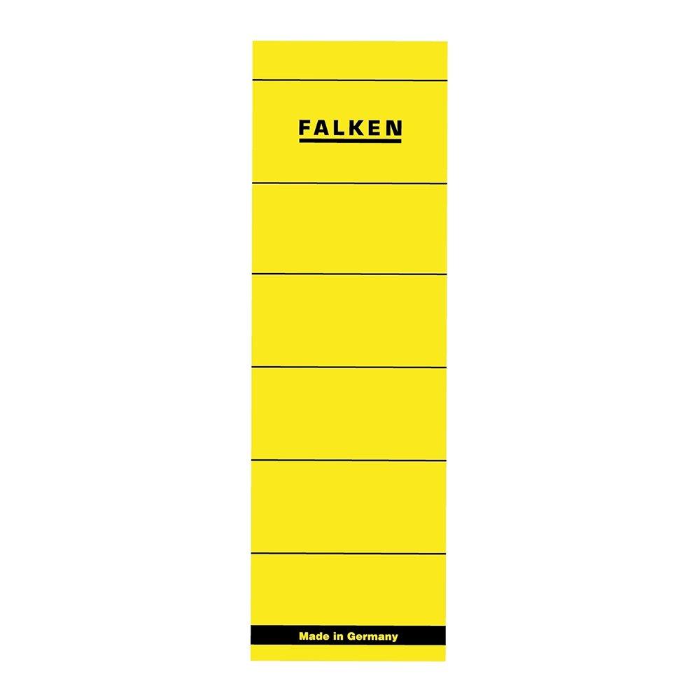 Etichete Falken autoadezive, pentru bibliorafturi,  60 x 190 mm, galben