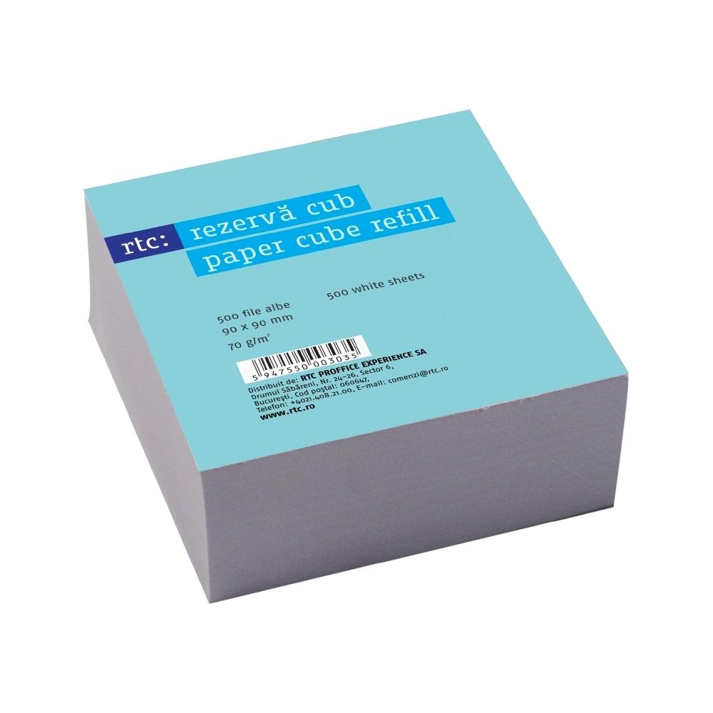 Rezerva cub hartie RTC, 500 file, 90 x 90 mm, 70 g/mp, alb