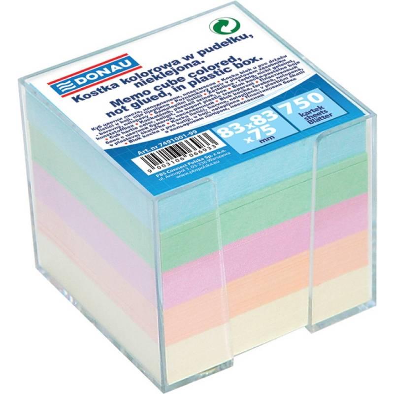 Cub hartie color cu suport plastic Donau, 92x92x82 mm, 750 file