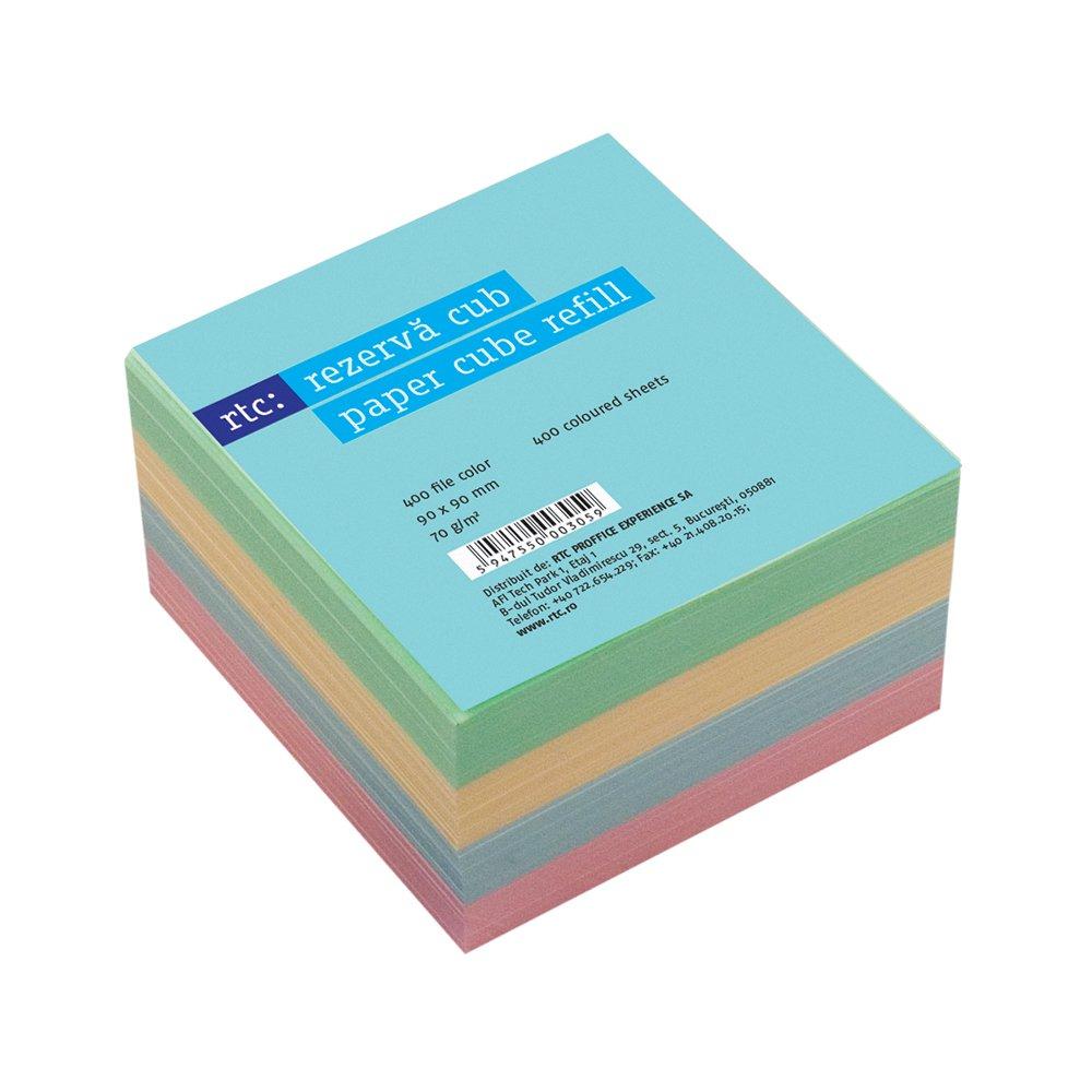 Rezerva cub hartie RTC, 400 file, 90 x 90 mm, 70 g/mp, color