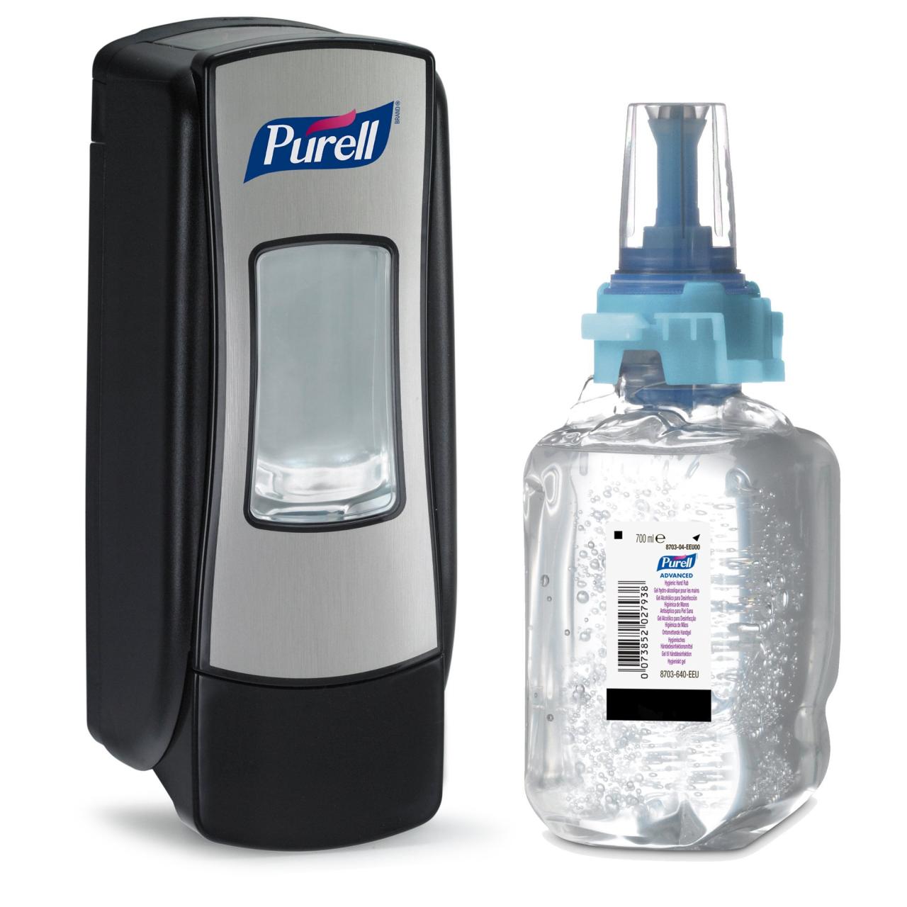 Dispenser Purell ADX 7, crom/negru, capacitate 700 ml