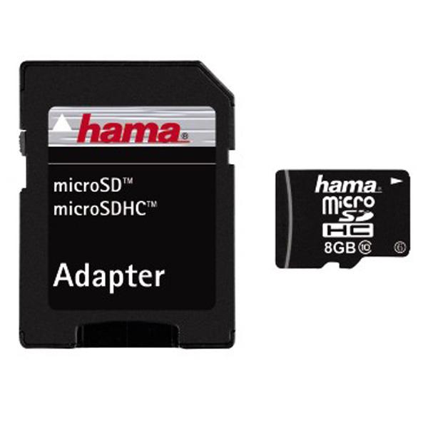 Card de memorie HAMA 108084 microSDHC, 8GB, clasa 10, 22MBs, adaptor