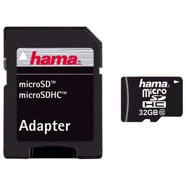 Card de memorie HAMA 108086 microSDHC, 32GB, Clasa 10, 22MBs, adaptor