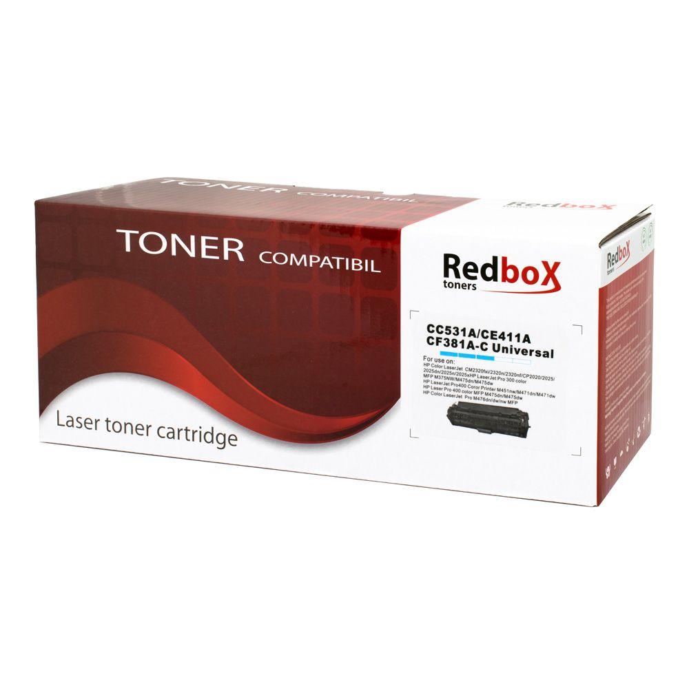 Toner RedBox, compatibil HP CC531A, CE411A, CF381A, 2800 pagini, cyan