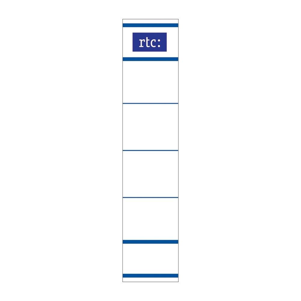 Etichete RTC din carton, pentru bibliorafturi,  25 x 142 mm, alb