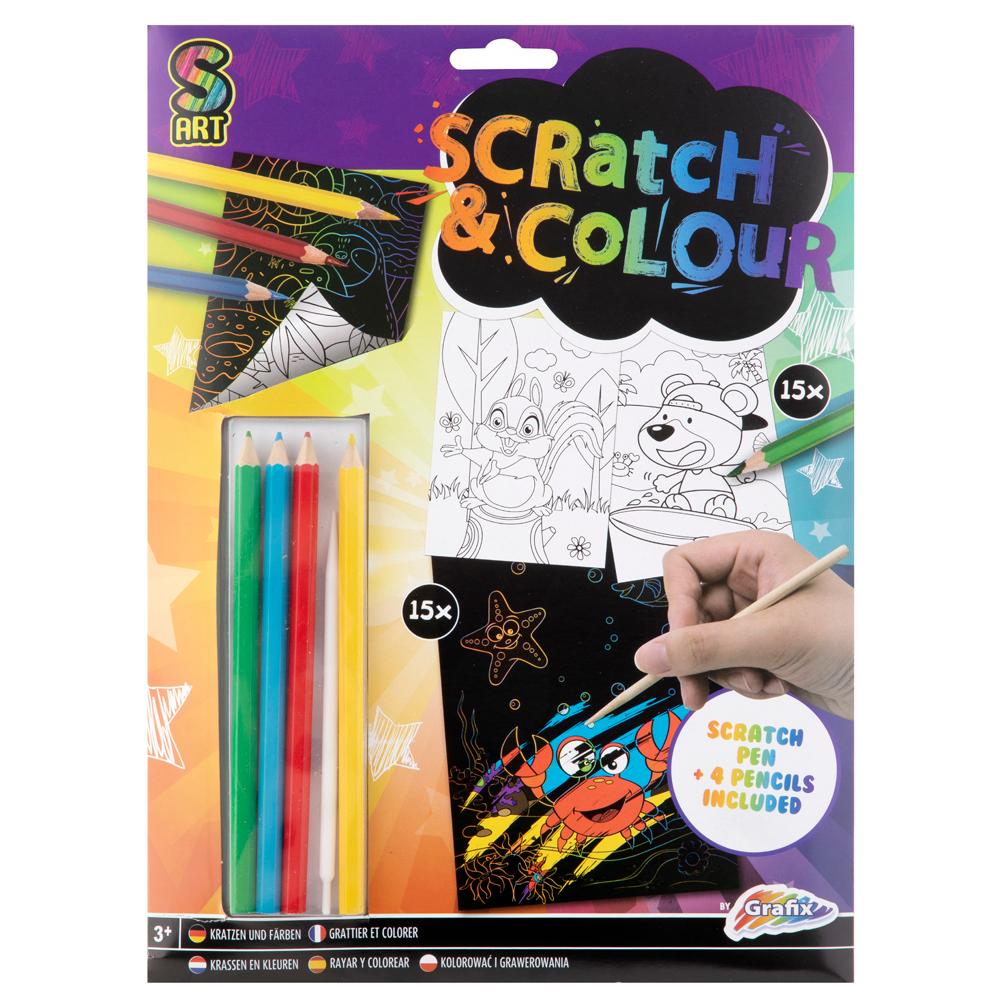 Set creativ de razuit si colorat Creative Craft, 15 file, A4, 4 creioane colorat