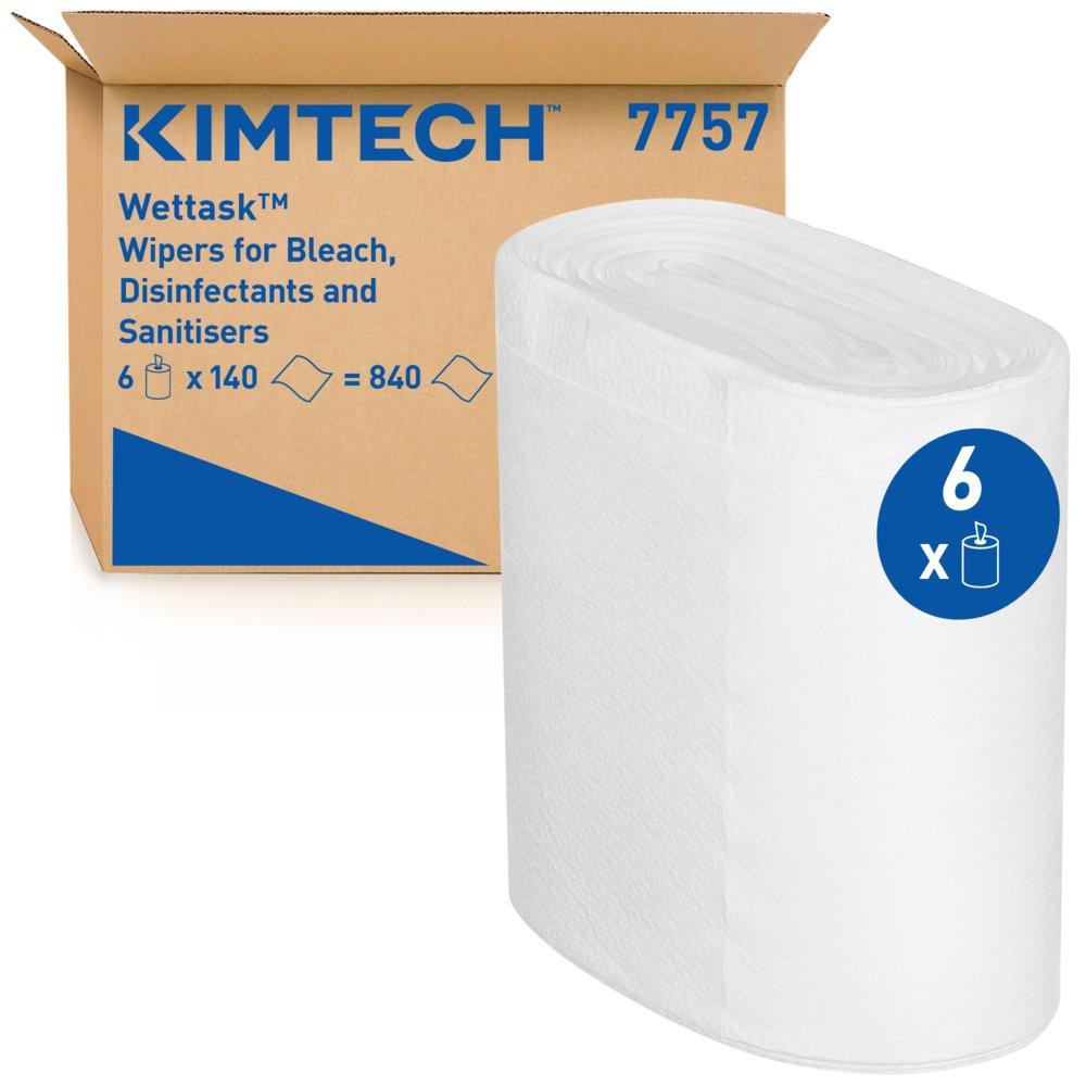 Lavete Kimberly-Clark KIMTECH Wettask, albe, 140 portii/rola, 6 role/bax
