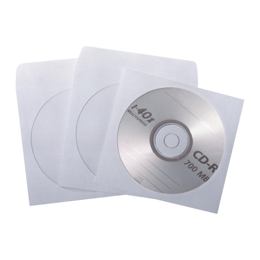 Plic CD, 124 x 127 mm, fereastra, alb, gumat , 90 g/mp