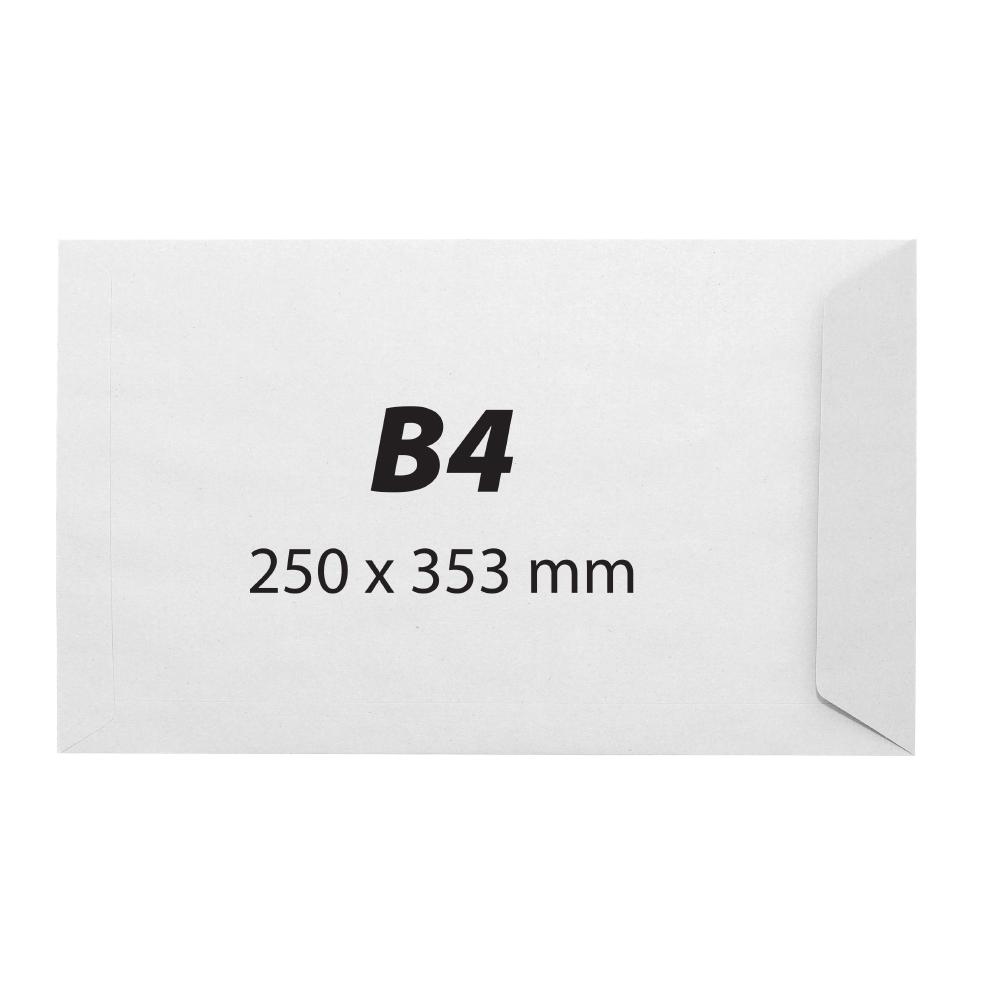 Plic B4, 250 x 353 mm, alb, banda silicon, 100 g/mp, 250 bucati/cutie