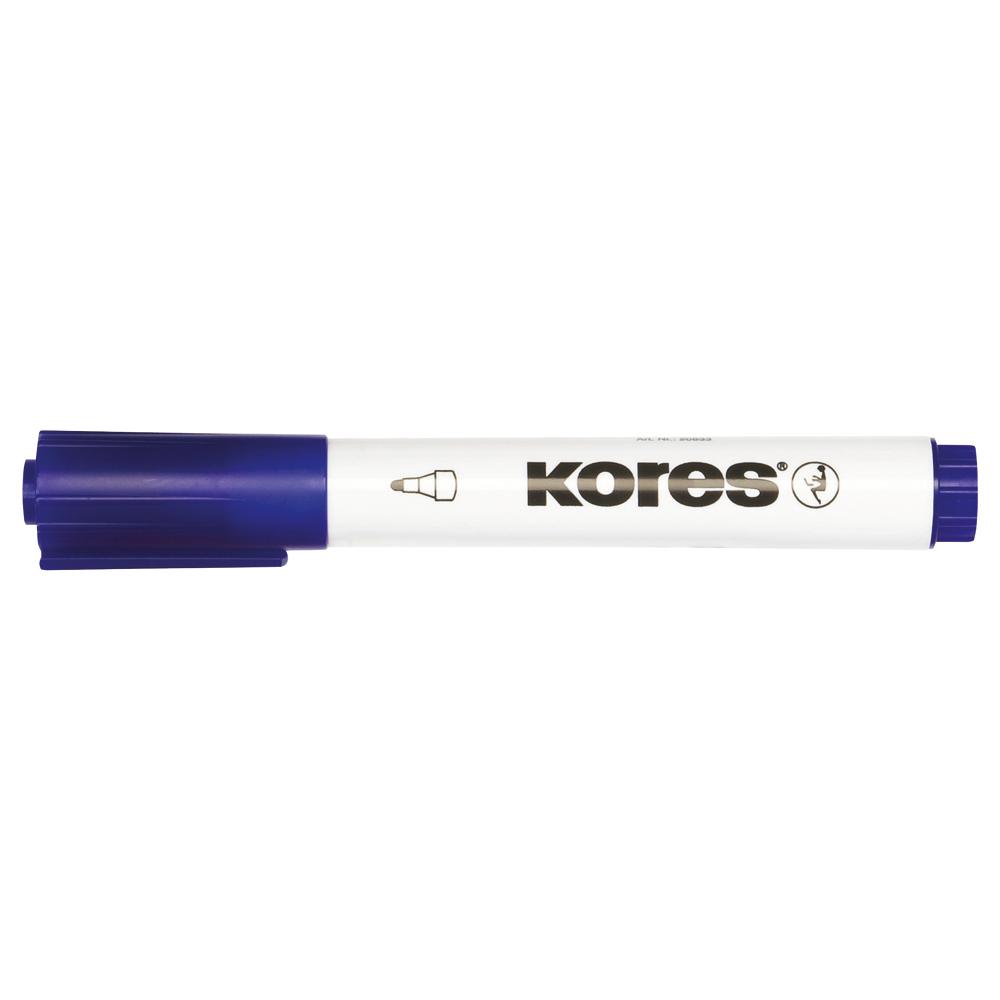 Marker pentru tabla Kores, varf rotund, 3-5 mm, albastru