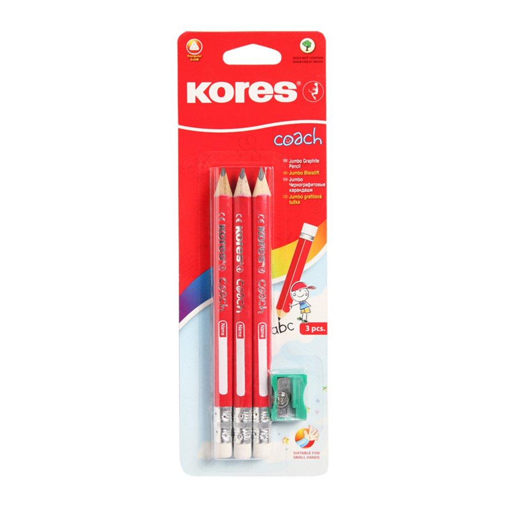 Creioane Kores triunghiulare Coach Grafitos, 3 bucati/set