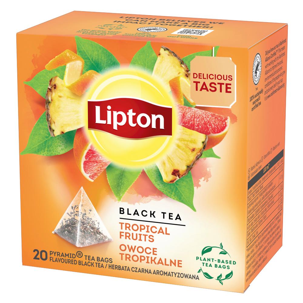 Ceai negru Lipton, fructe tropicale, 20 plicuri/cutie