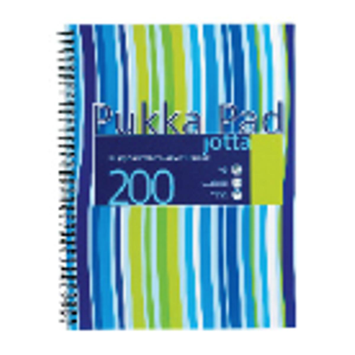 Caiet A4 cu spira PukkaPads Stripes, 200 file, dictando, albastru