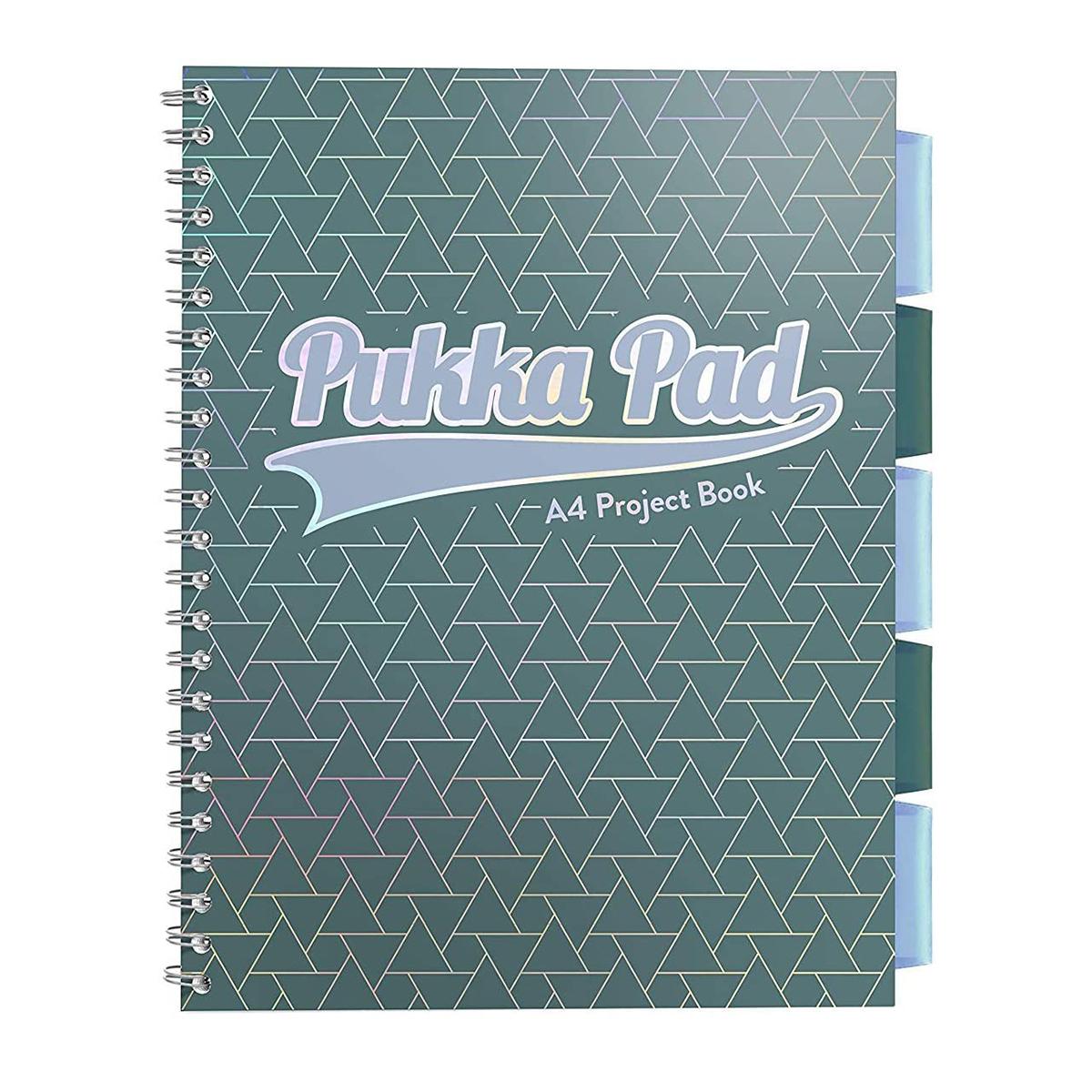 Caiet A4 cu spira si separatoare Pukka Pads PBG, 200 file, matematica, verde