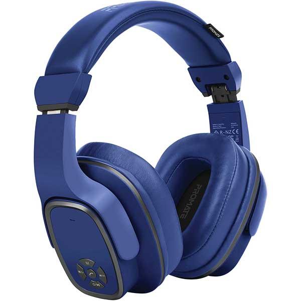 Casti PROMATE Corvin, Bluetooth, Over-Ear, Microfon, Difuzor incorporat, albastru