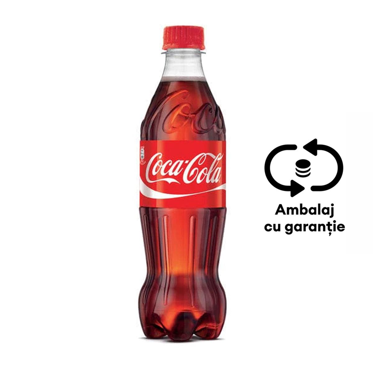 Bautura racoritoare carbogazoasa Coca-Cola, 0.5 l, 12 bucati/bax, eticheta SGR