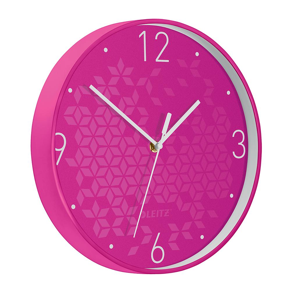 Ceas pentru perete Leitz WOW, silentios, rotund, 29 cm, roz