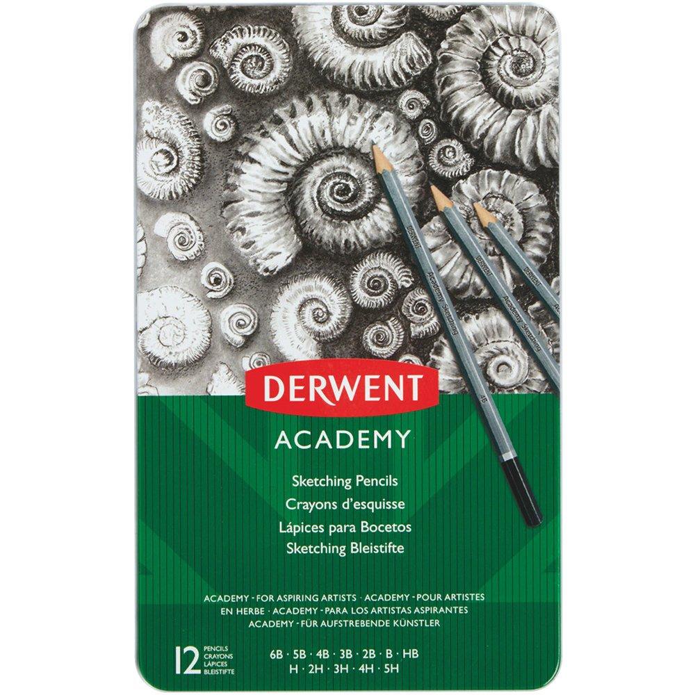 Set 12 creioane grafit DERWENT Academy, negru