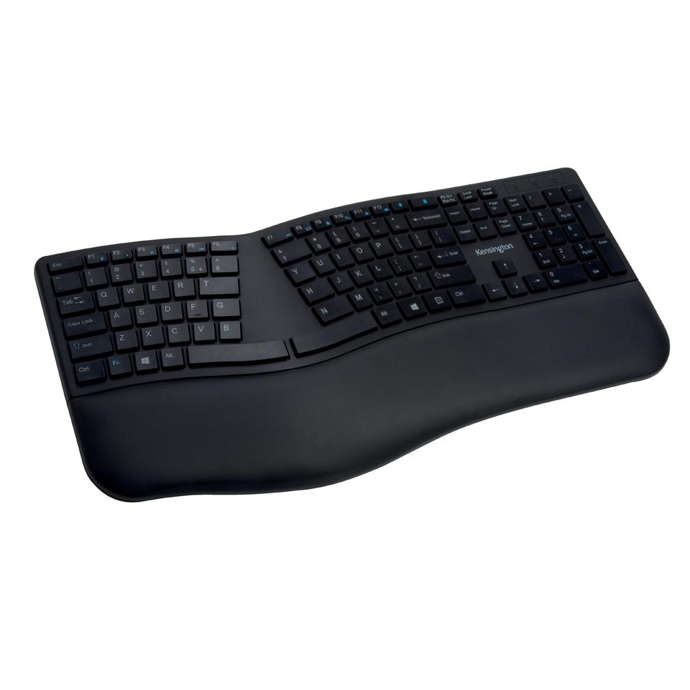 Tastatura Kensington ProFit Ergo, suport ergonomic pentru incheietura mainii inclus, conexiune wireless, negru