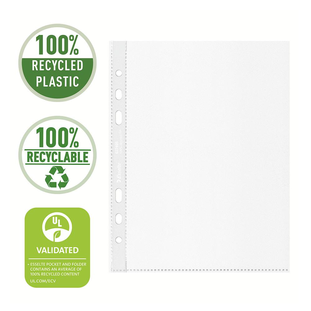 Folie de protectie Esselte Recycled, PP reciclat, A5, 70 mic, 100 bucati/cutie, standard