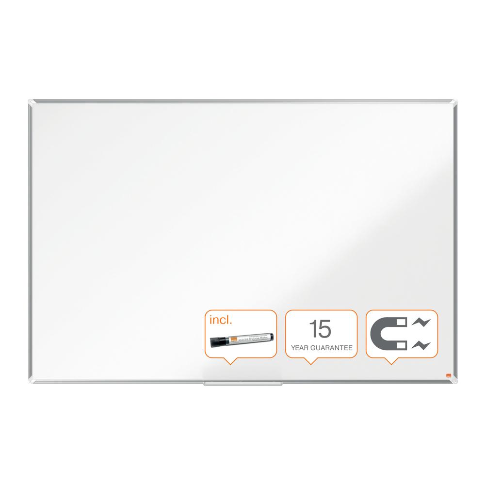 Tabla NOBO Premium Plus, otel lacuit, 150x120 cm, magnetica, include marker si tavita, alb