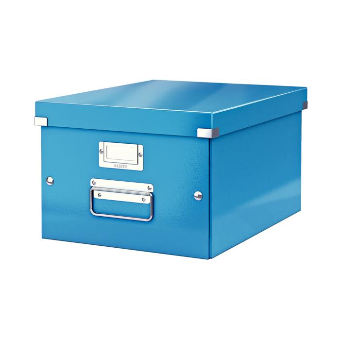 Cutie depozitare Leitz WOW Click & Store, carton laminat, medie, albastru