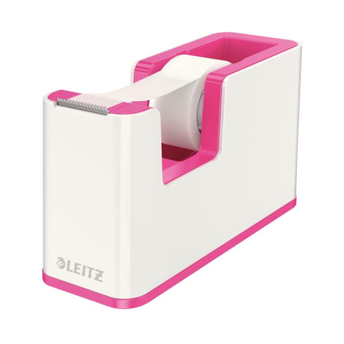 Dispenser banda adeziva Leitz WOW, PS, banda inclusa, culori duale, alb-roz