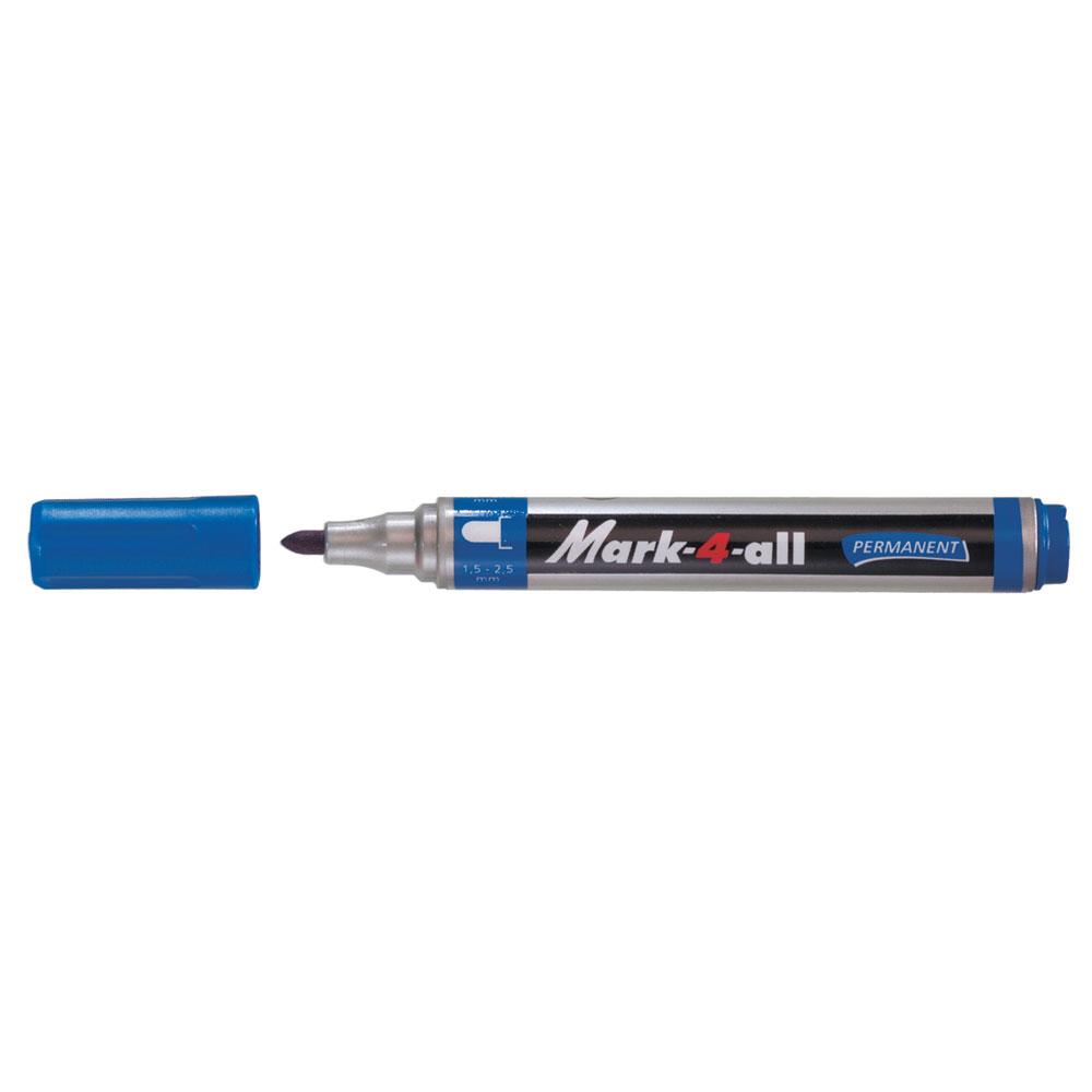 Marker permanent Stabilo Mark-4-All, corp plastic, varf rotund, 1.5-2.5 mm, albastru