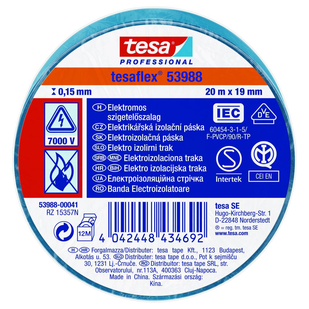 Banda electroizolatoare Tesa, albastra, 19mm x 20m