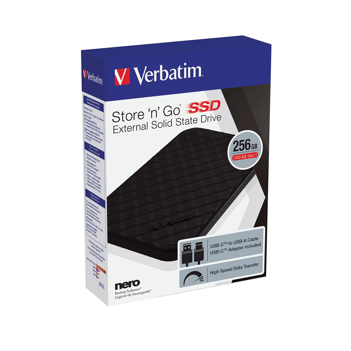 Hard disk extern SSD Verbatim, MINI, 256 GB, negru