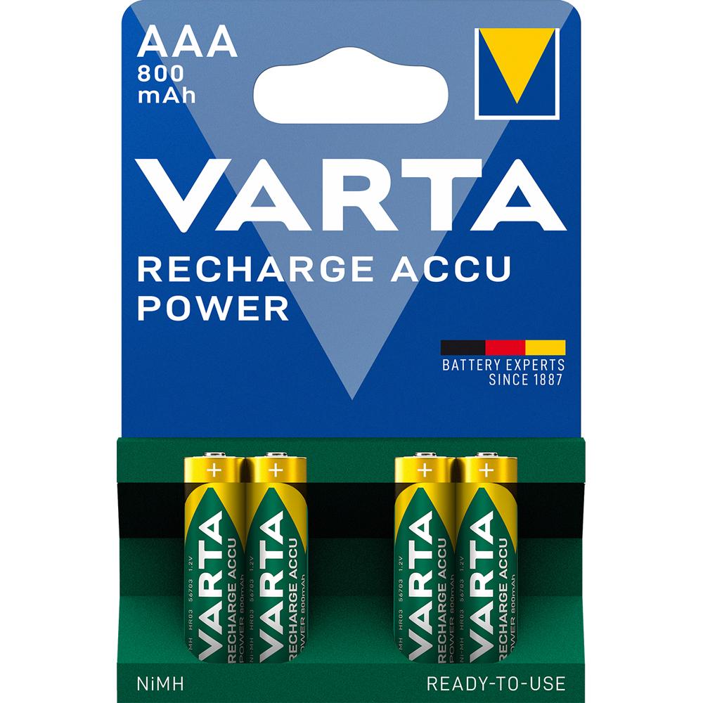 Acumulatori Varta Power, HR03, AAA, 800 mAh, 4 bucati/set
