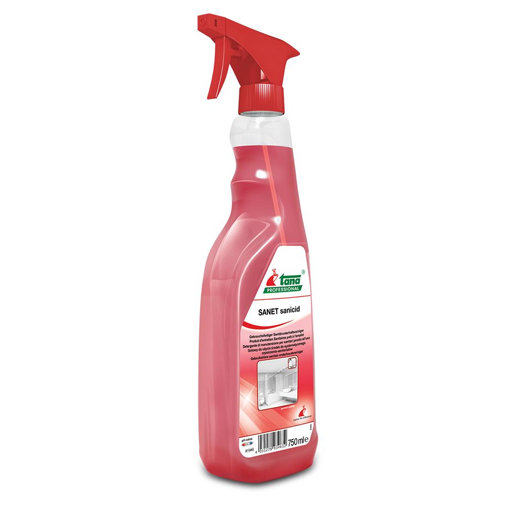 Detergent pentru baie Sanet Sanicid Spray 750 ml, utilizare usoara, specific spatiilor sanitare