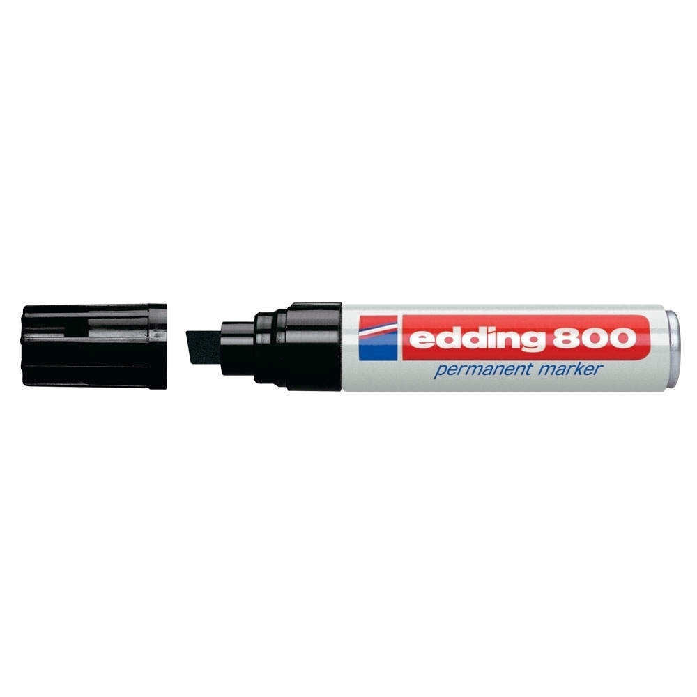 Marker permanent Edding 800, corp aluminiu, varf retezat, 4-12 mm, negru